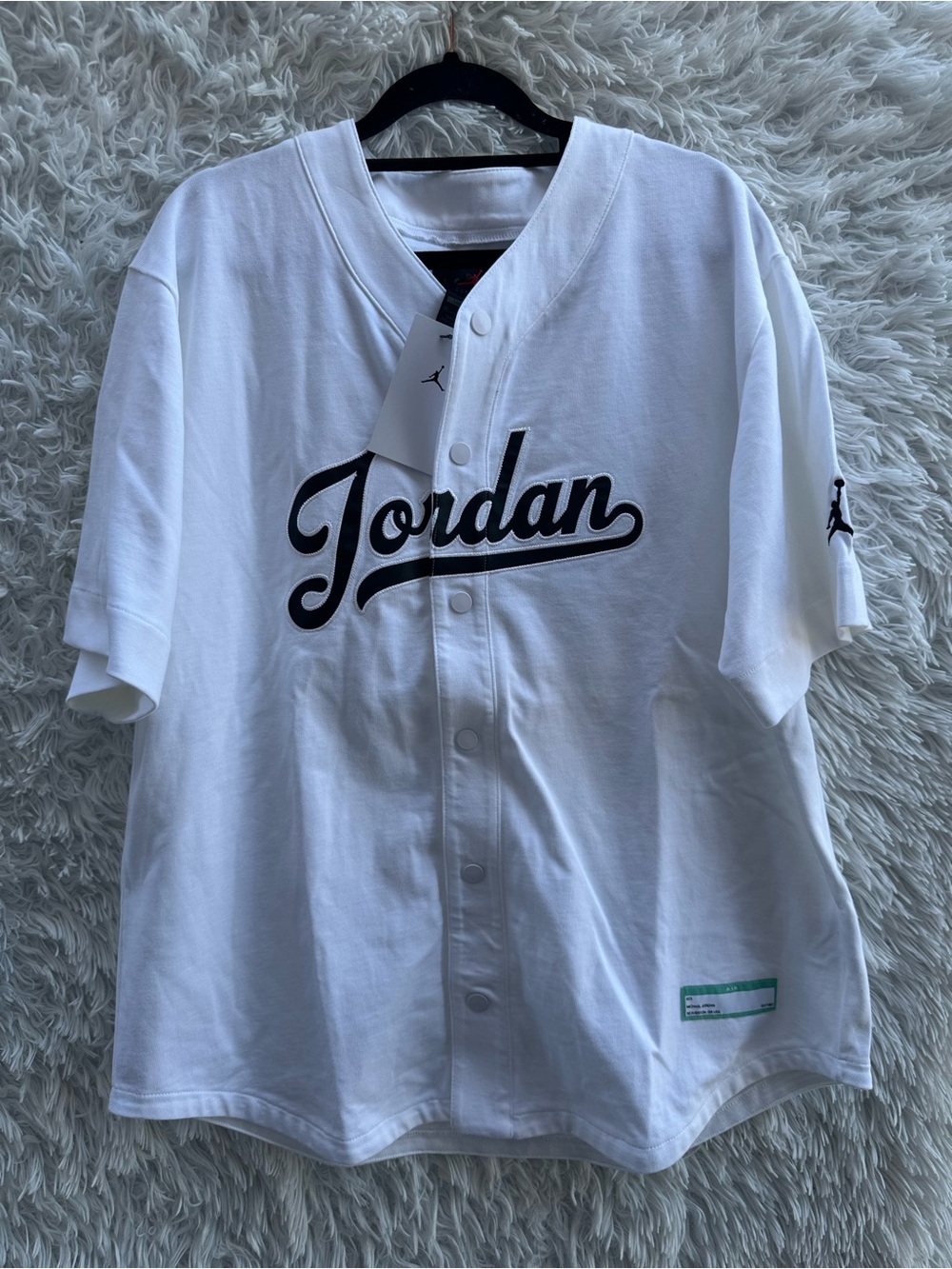 Jordan Men’s White Script Button-Up Jersey Size Small